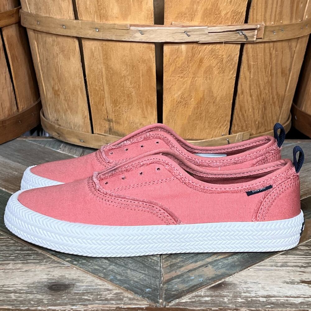 Sperry Crest Knot Washed Red Canvas Slip On Sneak… - image 2